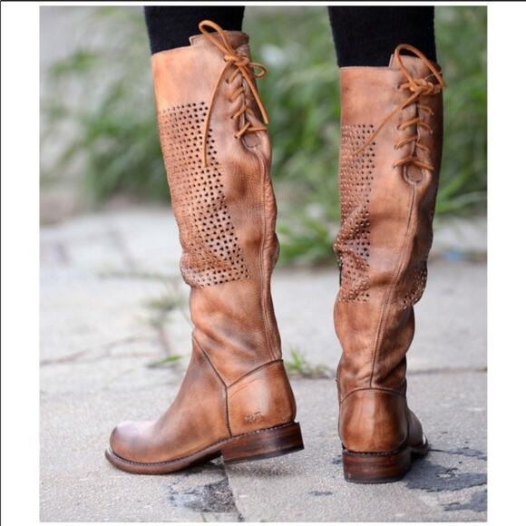 Bed Stu Cambridge Tan Driftwood Leather Knee High Boots Distressed - Picture 12 of 12